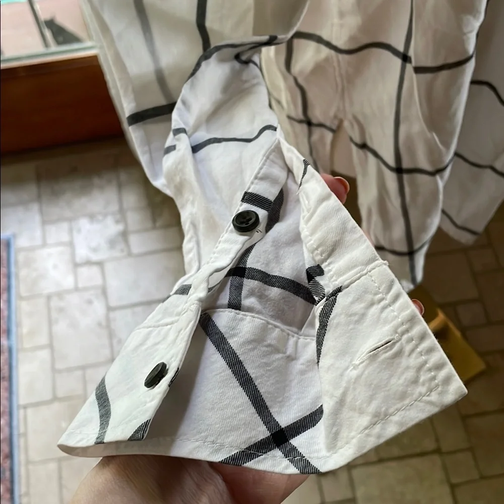 Athleta Presidio White and Black Checkered Button-Up Shirt Tunic EUC - Picture 7 of 9